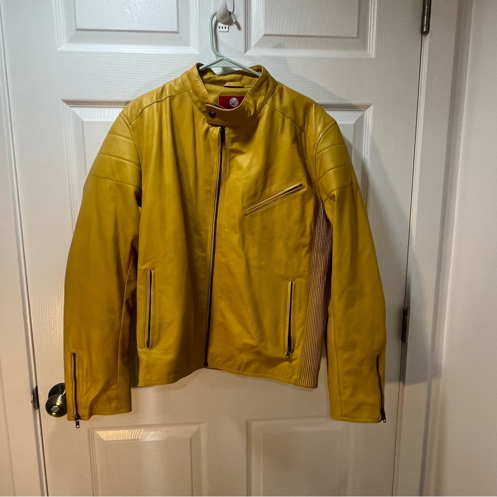 Laverapelle Yellow Leather Racing Jacket Size XL - Picture 3 of 10